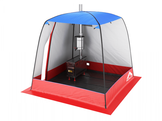 Мобильная баня-палатка МОРЖ c 2-мя окнами сине-красный в Тюмени