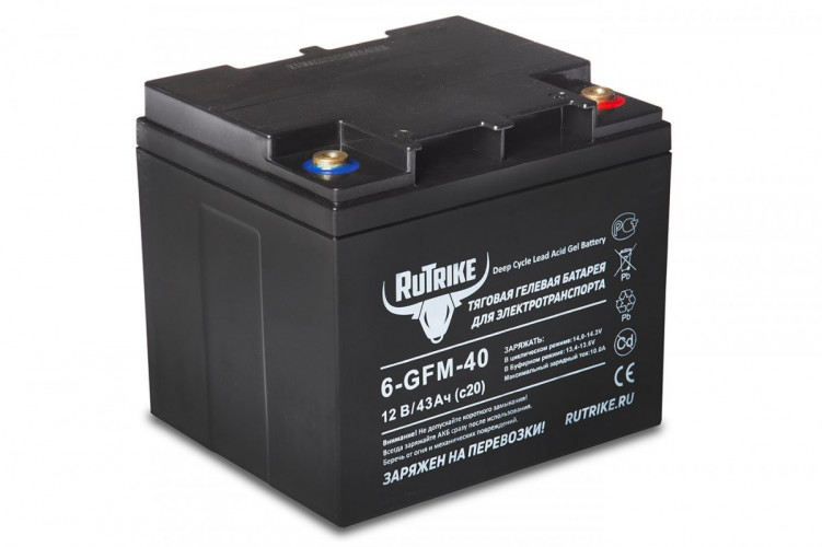Тяговый гелевый аккумулятор RuTrike 6-GFM-40A (12V43A/H C20) в Тюмени