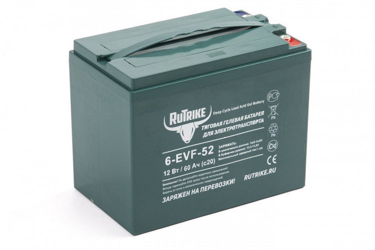 Тяговый гелевый аккумулятор RuTrike 6-EVF-52A (12V52A/H C3) в Тюмени