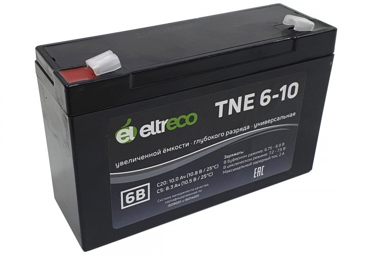 Тяговый аккумулятор Eltreco TNE6-10 (6V10A/H C20) в Тюмени