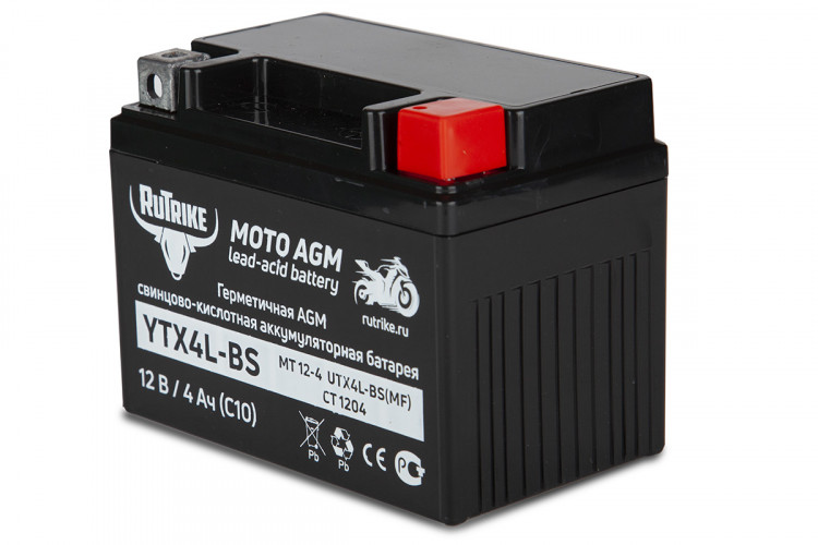 Аккумулятор стартерный для мототехники Rutrike YTX4L-BS (12V/4Ah) в Тюмени