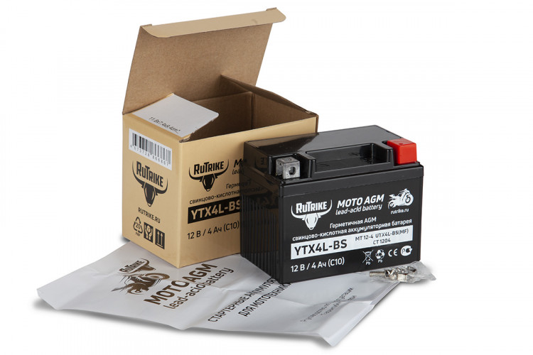 Аккумулятор стартерный для мототехники Rutrike YTX4L-BS (12V/4Ah) в Тюмени