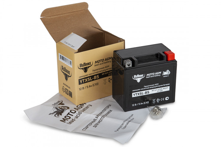 Аккумулятор стартерный для мототехники Rutrike YTX5L-BS (12V/5Ah) в Тюмени