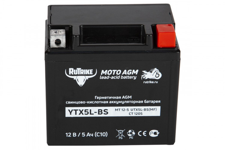 Аккумулятор стартерный для мототехники Rutrike YTX5L-BS (12V/5Ah) в Тюмени
