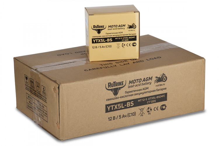 Аккумулятор стартерный для мототехники Rutrike YTX5L-BS (12V/5Ah) в Тюмени