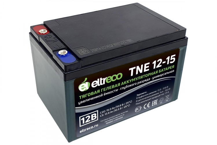 Тяговый аккумулятор Eltreco TNE12-15 (12V12A/H C3) болт в Тюмени