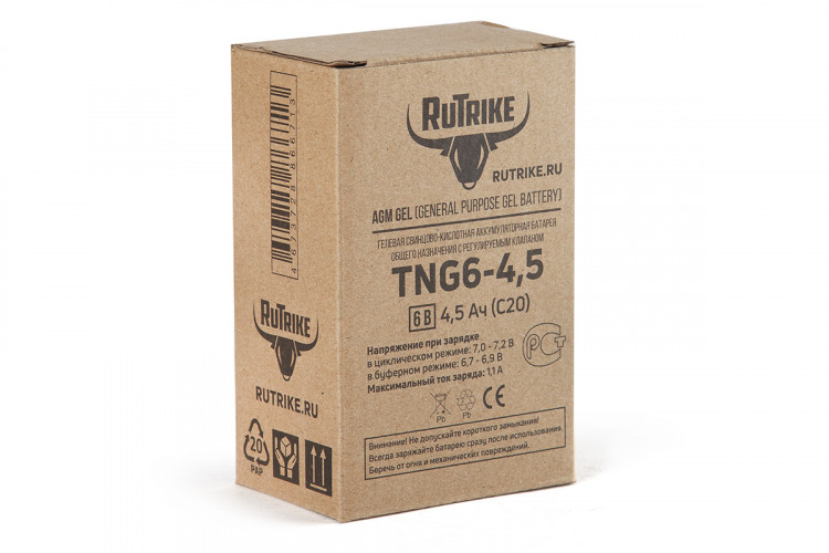 Тяговый гелевый аккумулятор RuTrike TNG 6-4,5 (6V4,5A/H C20) в Тюмени