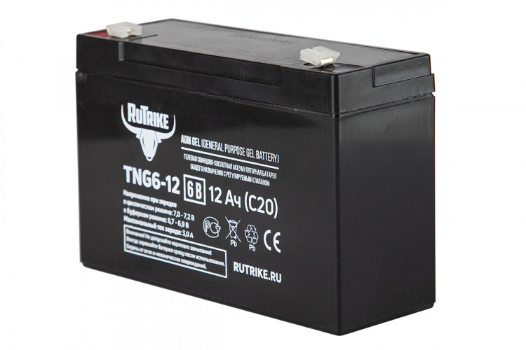 Тяговый гелевый аккумулятор RuTrike TNG 6-12 (6V12A/H C20) в Тюмени