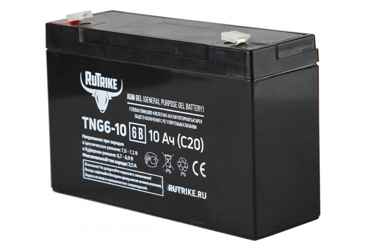 Тяговый гелевый аккумулятор RuTrike TNG 6-10 (6V10A/H C20) в Тюмени