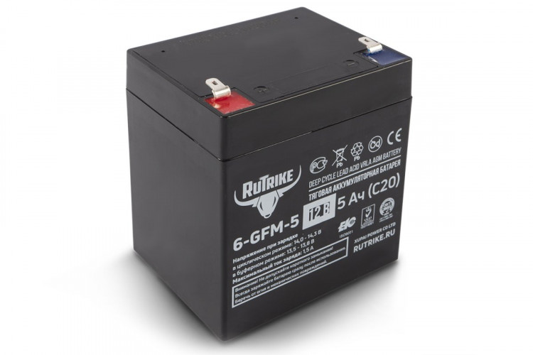 Тяговый гелевый аккумулятор RuTrike 6-GFM-5 (12V5A/H C20) в Тюмени