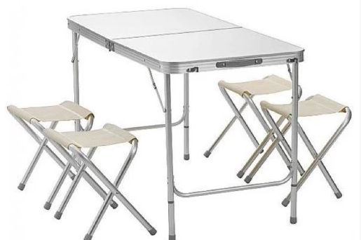 Набор стол раскладной водостойкий 120х60 и 4 табурета в Тюмени