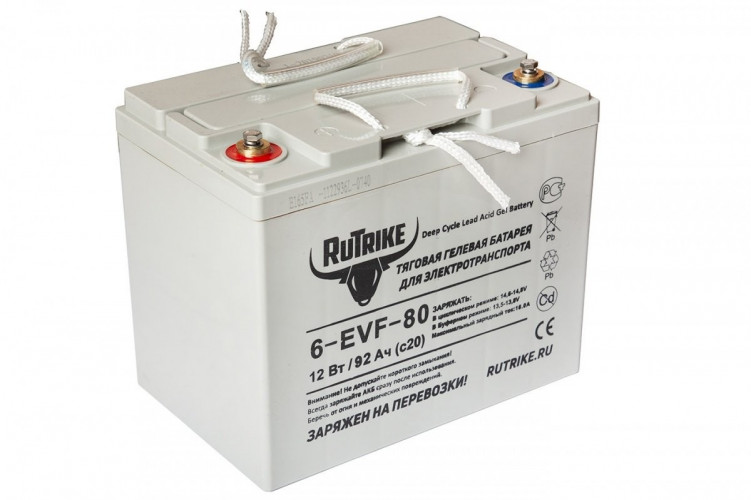 Тяговый гелевый аккумулятор RuTrike 6-EVF-80A (12V80A/H C3) в Тюмени